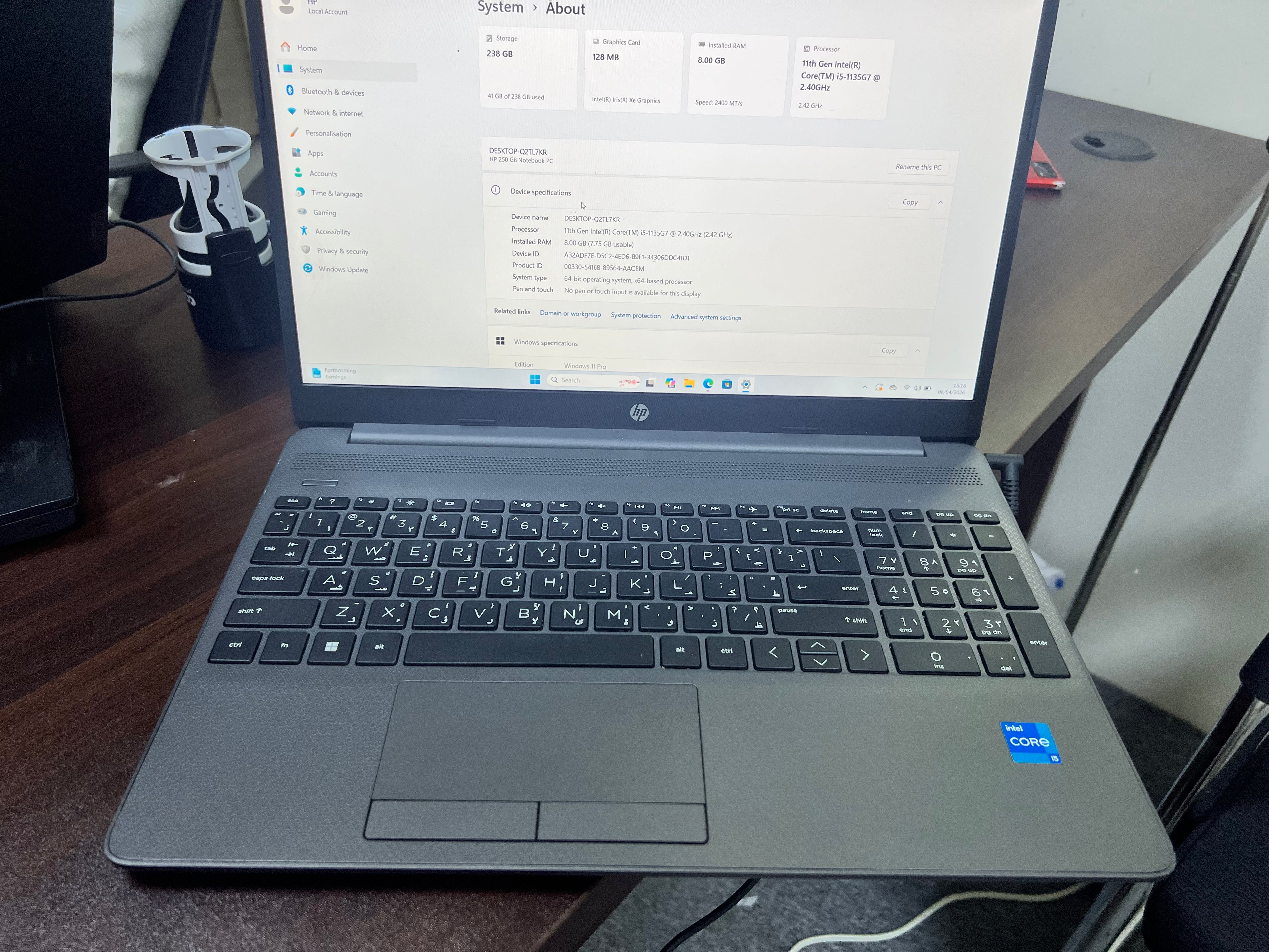 HP 250 G8 | Core i5 11th Gen | 8GB RAM | 256GB SSD | 15.6” Display | Numeric Keypad | Slim Business Laptop