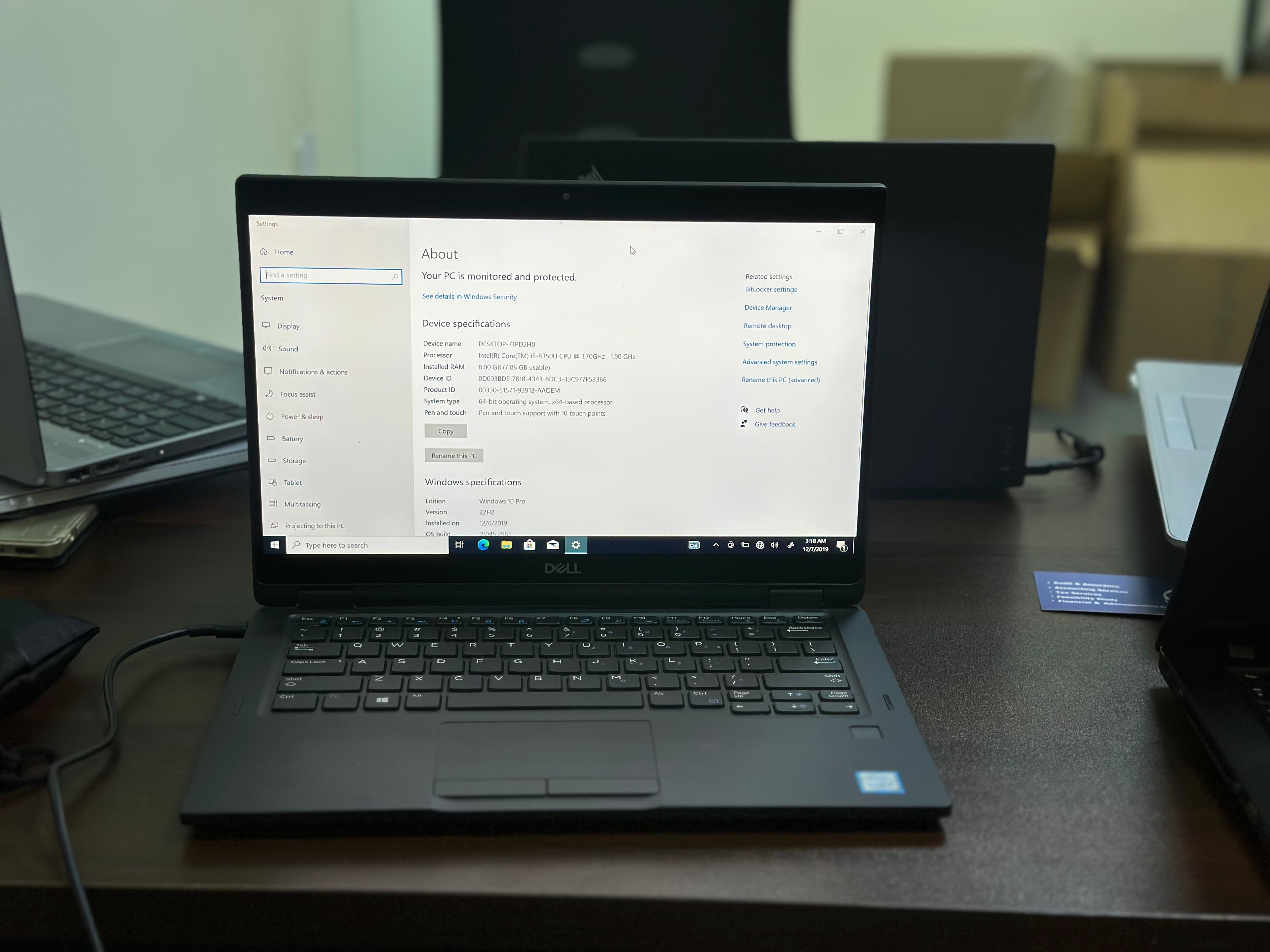 Dell Latitude 7390 2-in-1 | Core i5 8th Gen | 8GB RAM | 256GB SSD | Touchscreen Laptop