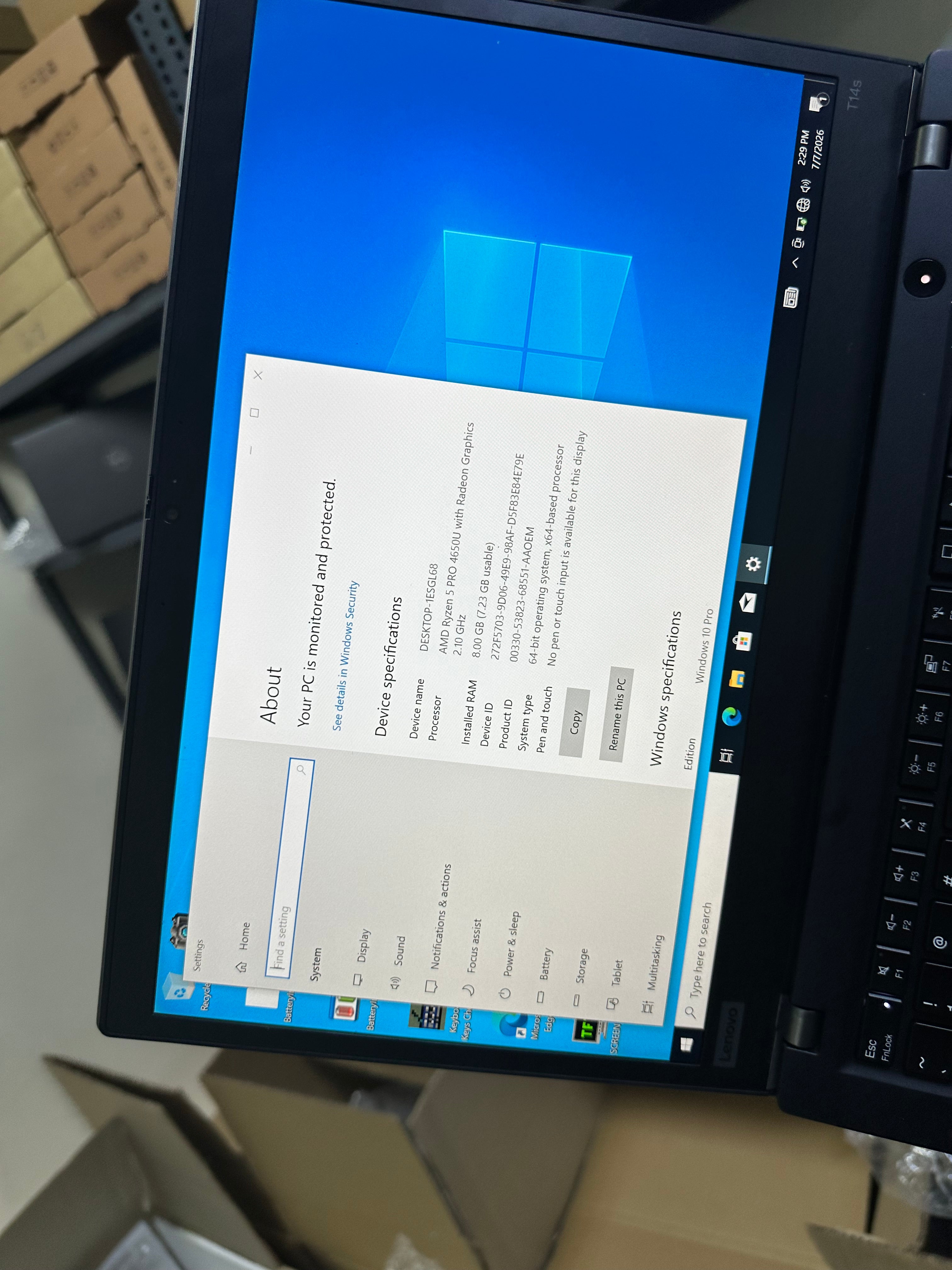 ENOVO THINKPAD T14s
AMD Ryzen™ 5 PRO 4650U
