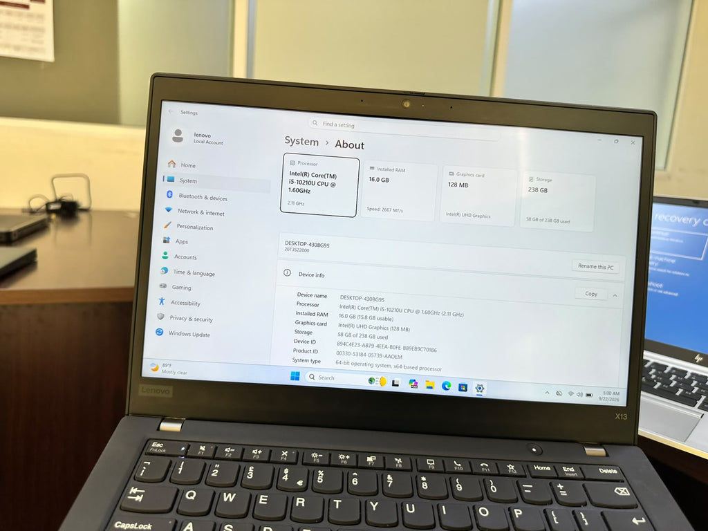 Lenovo ThinkPad X13 | Core i5 10th Gen | 16GB RAM | 256GB SSD