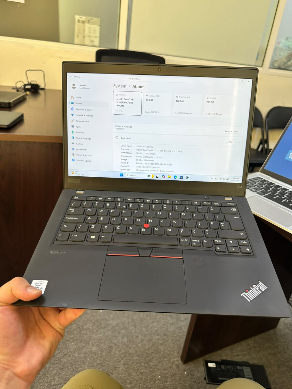Lenovo ThinkPad X13 | Core i5 10th Gen | 16GB RAM | 256GB SSD