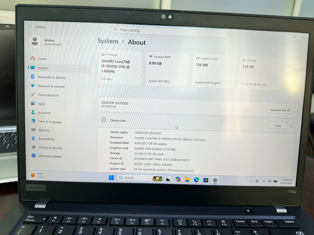 Lenovo ThinkPad T14s | Core i5 10th Gen | 8GB RAM | 256GB SSD